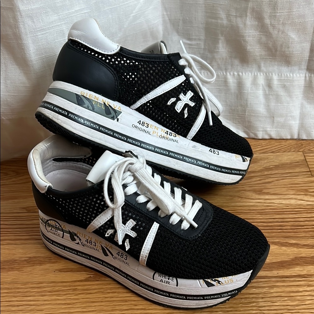 Premiata Black and White Sneakers